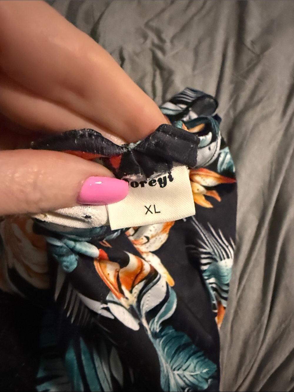 Black Tropical Floral Slip Dress with Orange Accents - Picture 5 of 5